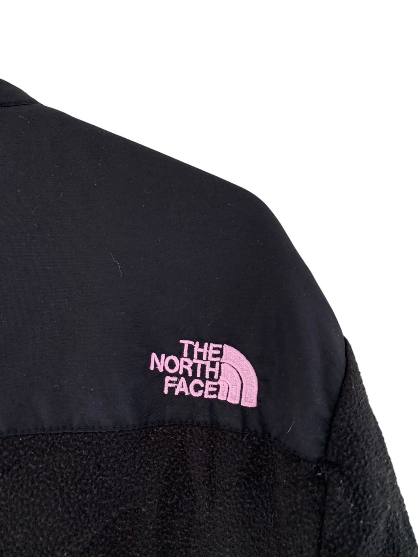 Black the North Face Denali fleece pink logo