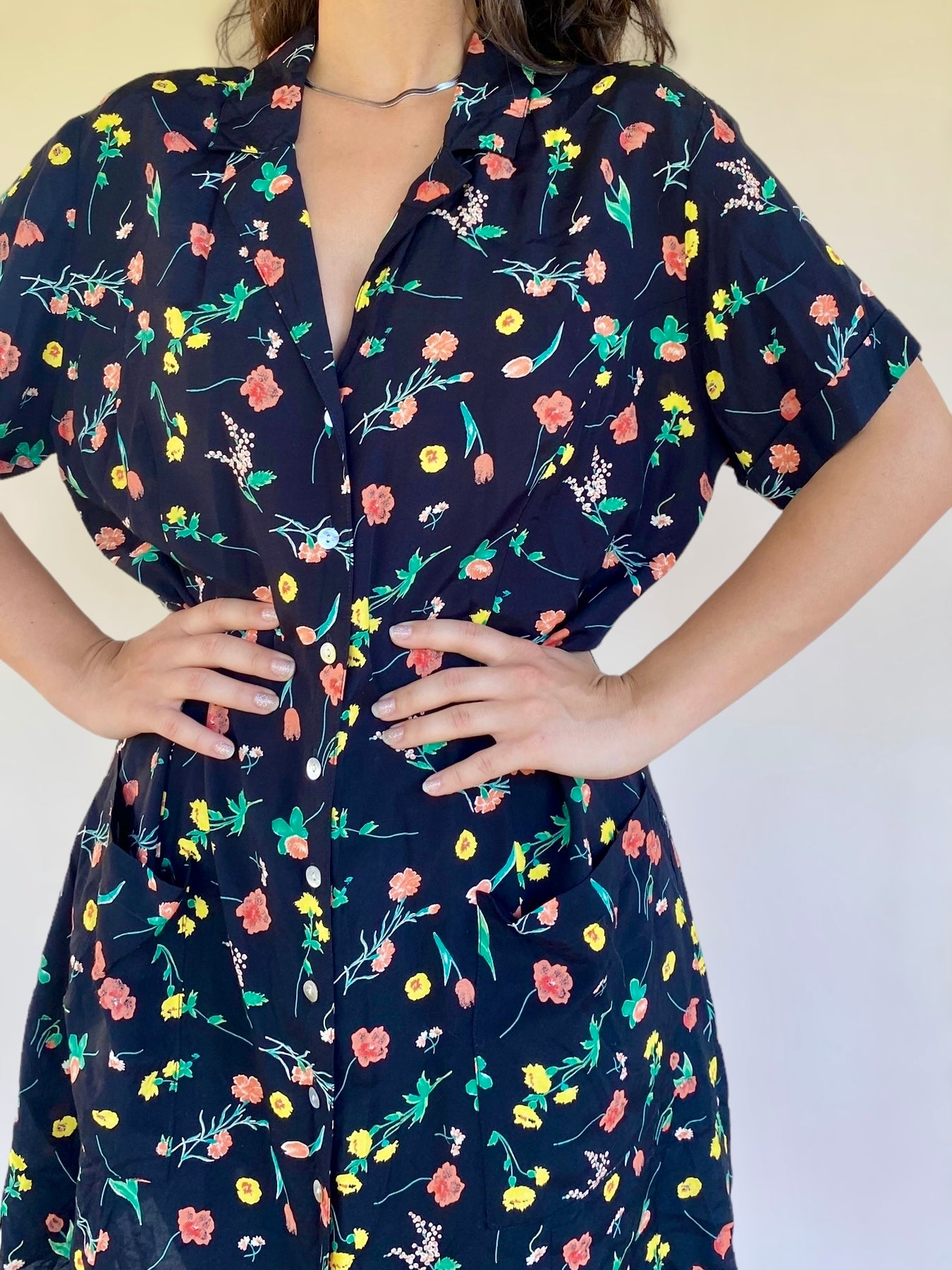 90s vintage dark floral dress