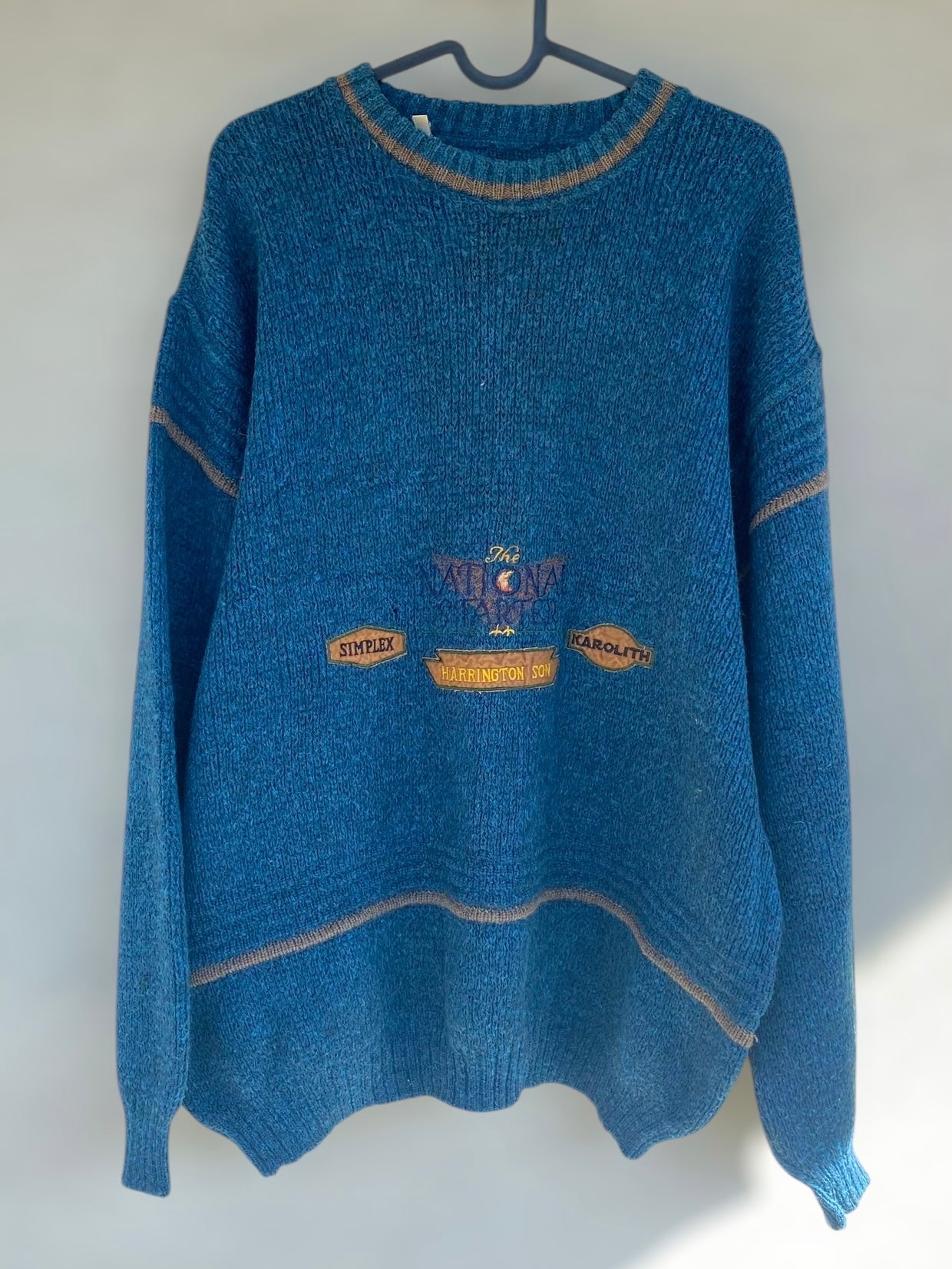 Blue vintage sweater with embroidered details