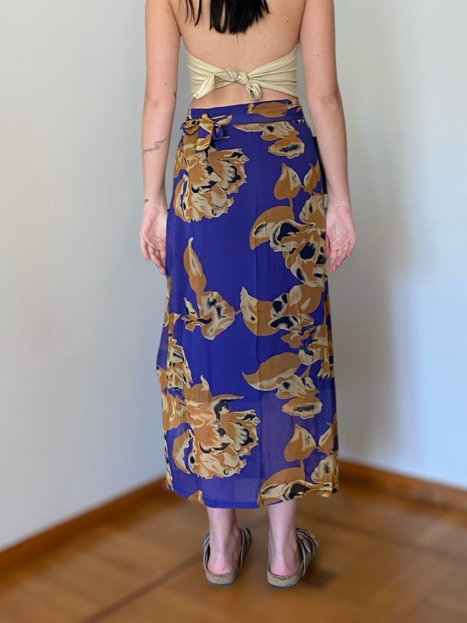 Vintage wrapped skirt with 2 lines of fabric