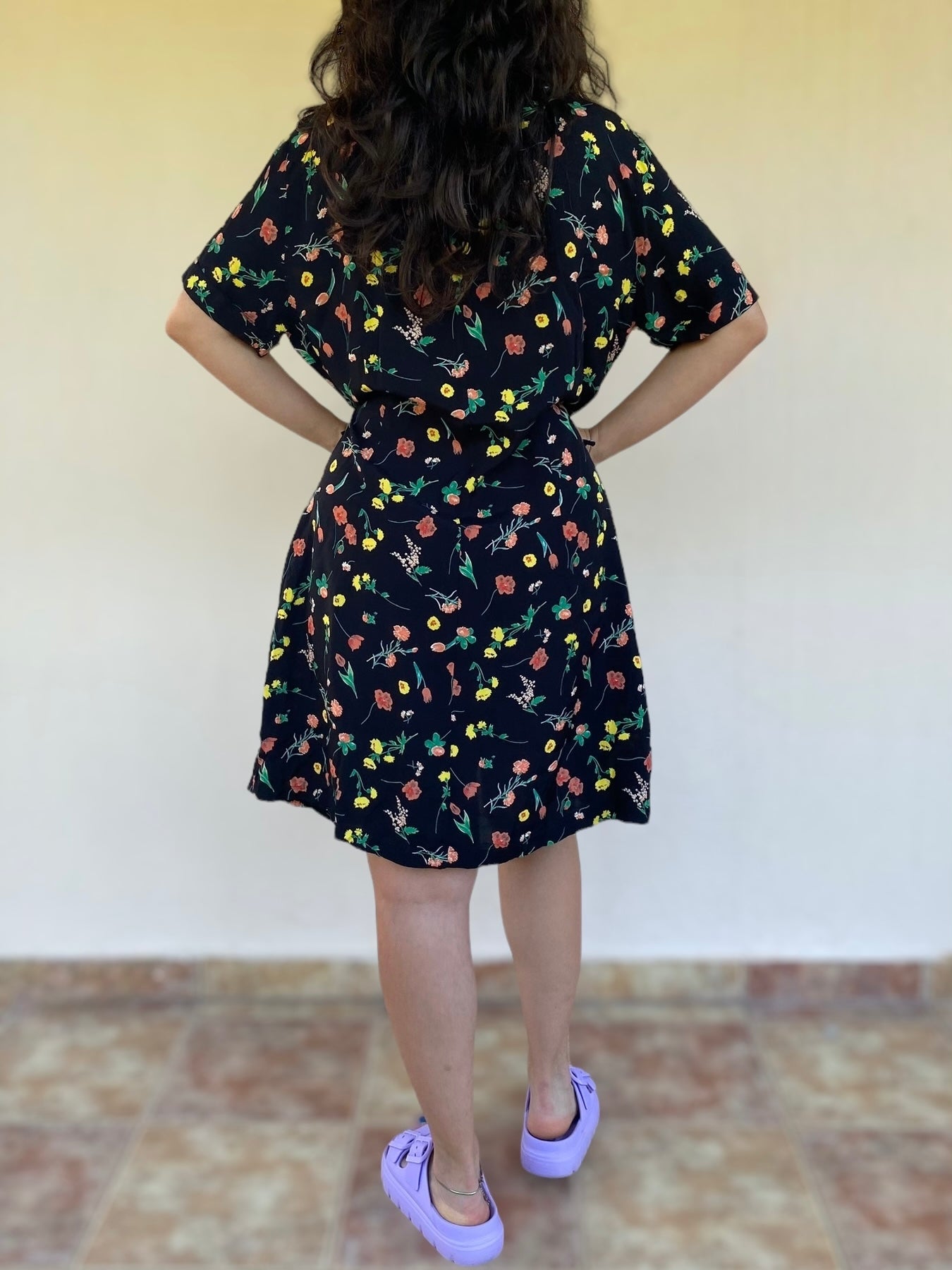 90s vintage dark floral dress