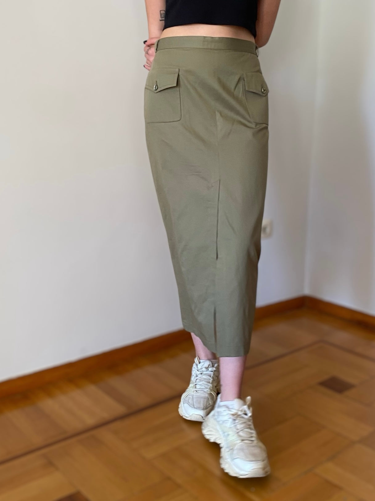 Olive midi skirt